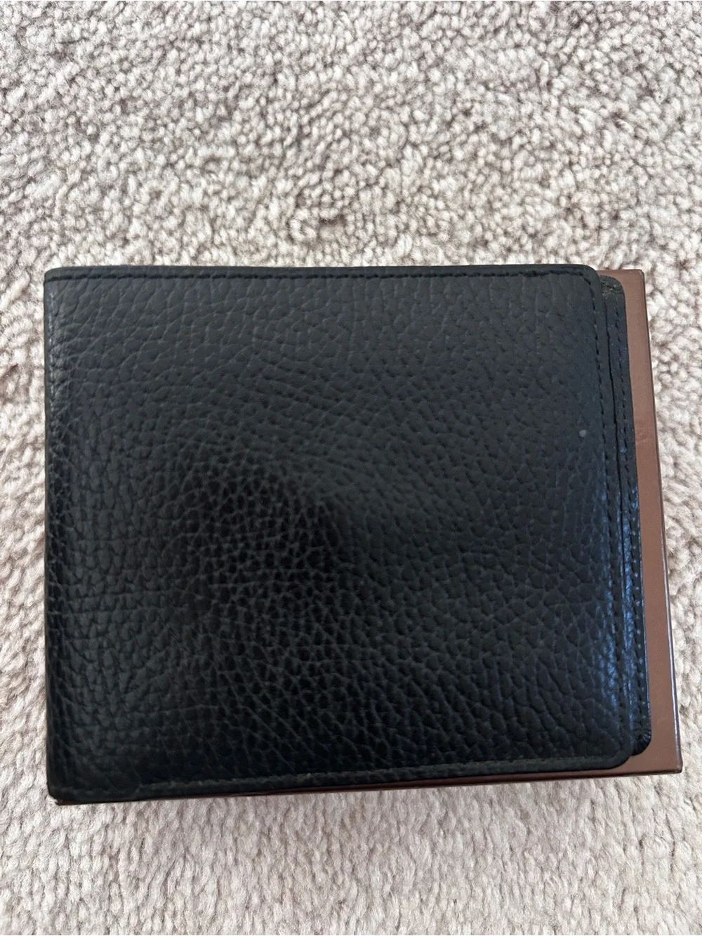 Burberry Black Textured Leather Men's Wallet with Signature Detail